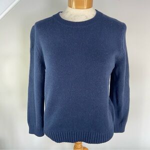 Theory Shrunken Crew Neck Sweater NEW Navy Cashmere Cotton Blend Womens Medium
